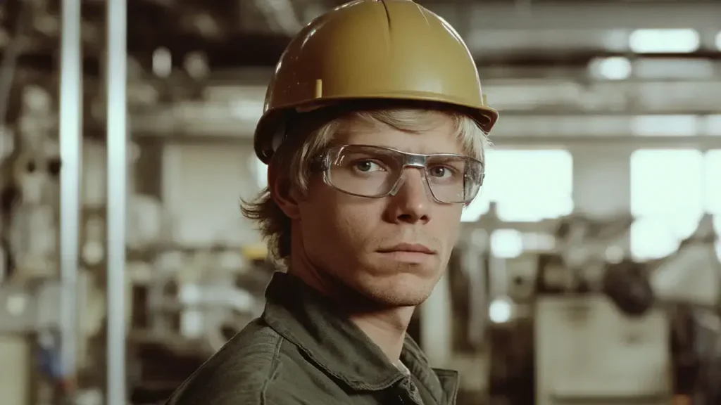 Worker in industrial setting  and potetially exposed to asbestos