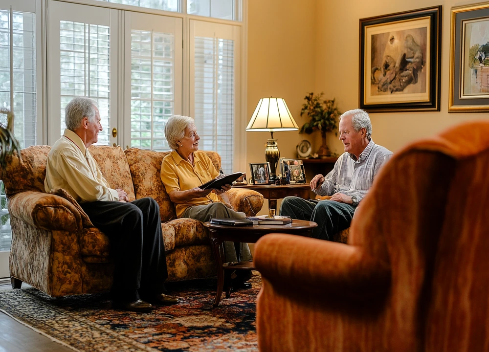 older couple sitting together on a couch