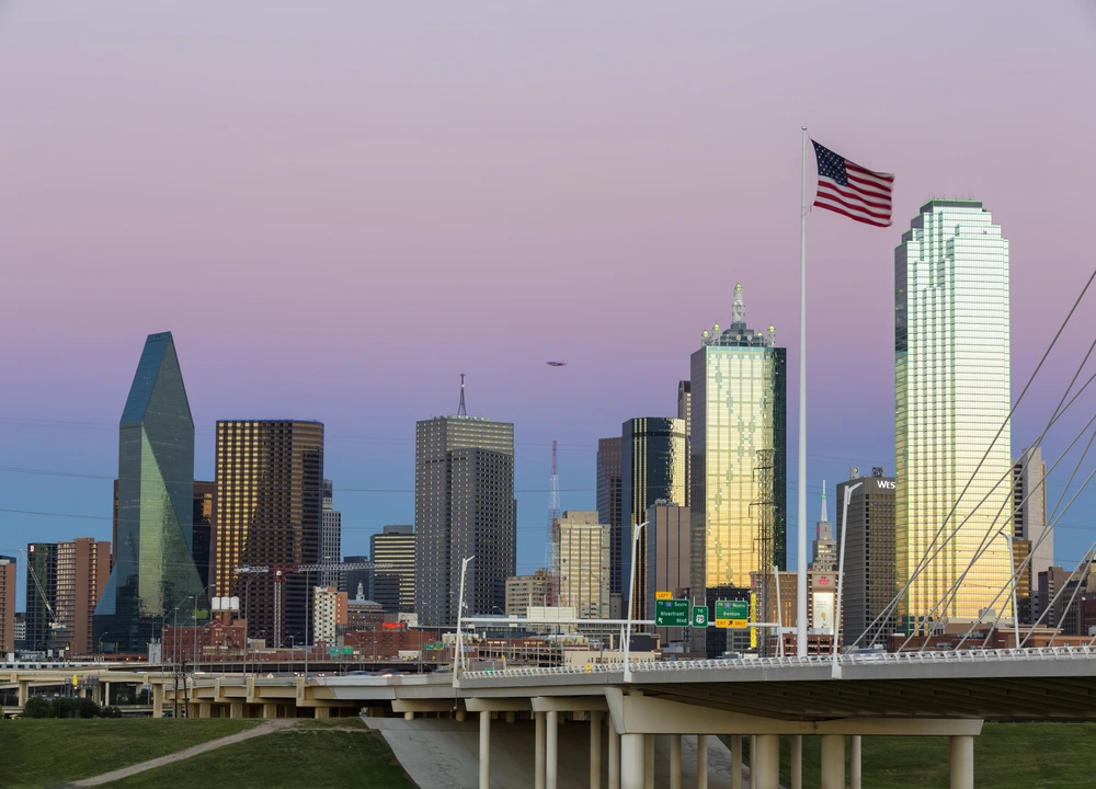 Panoramic view of a modern city skyline at texas dallas