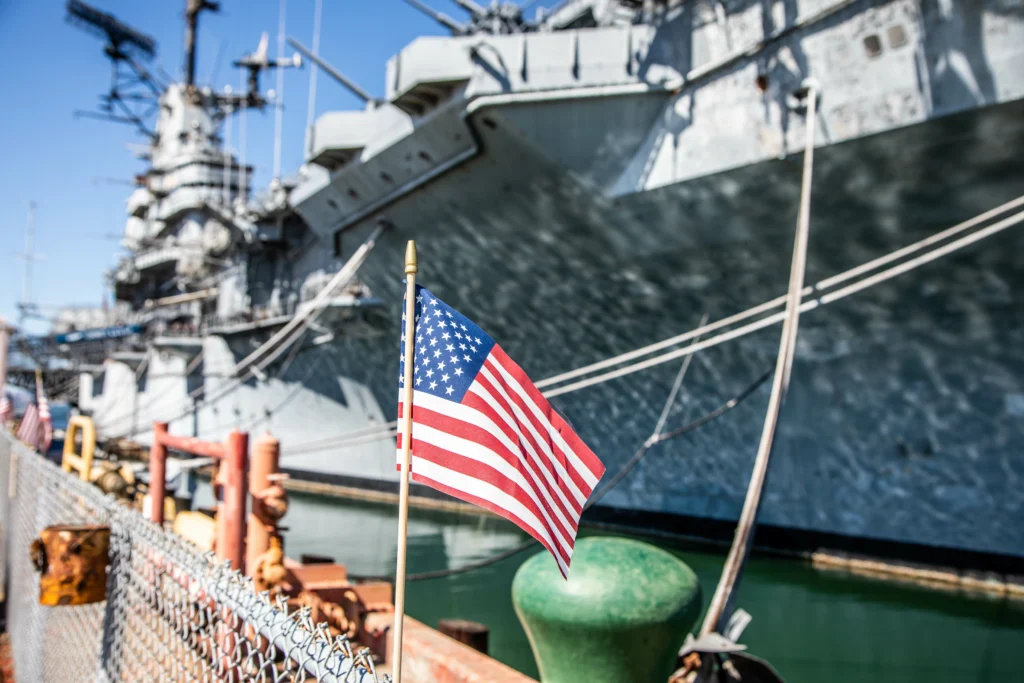 navy ship with us flag