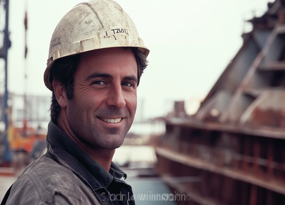 worker in an industrial setting with asbestos dust particles