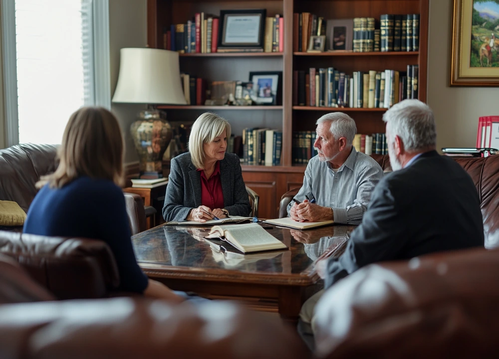 elderly couple in a lawyer’s office