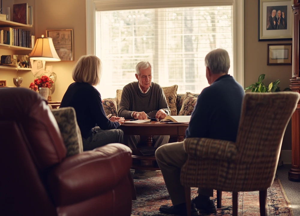 couple sitting at a table with legal advisor