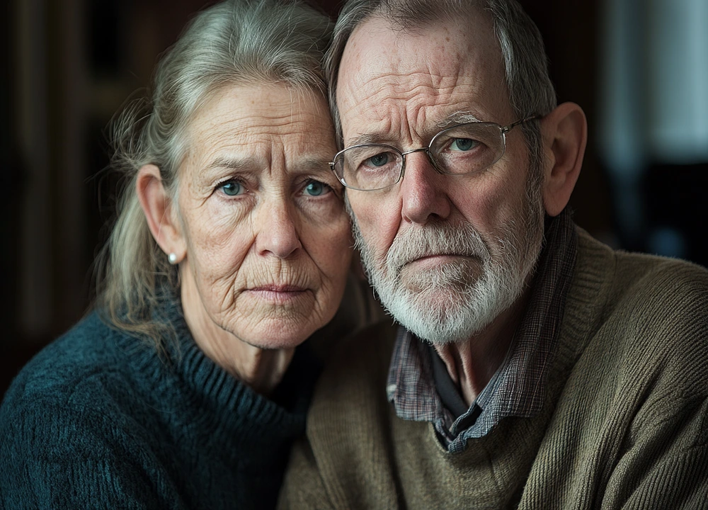 senior couple sharing a quiet moment at home