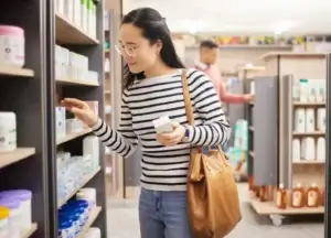 woman reviewing labels