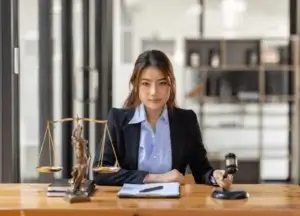Gavel resting on documents for talcum powder lawsuit settlement