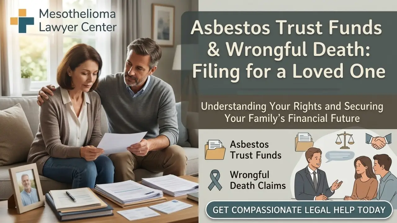 Graphic illustrating how asbestos trust funds provide financial compensation for mesothelioma claims and medical expenses.